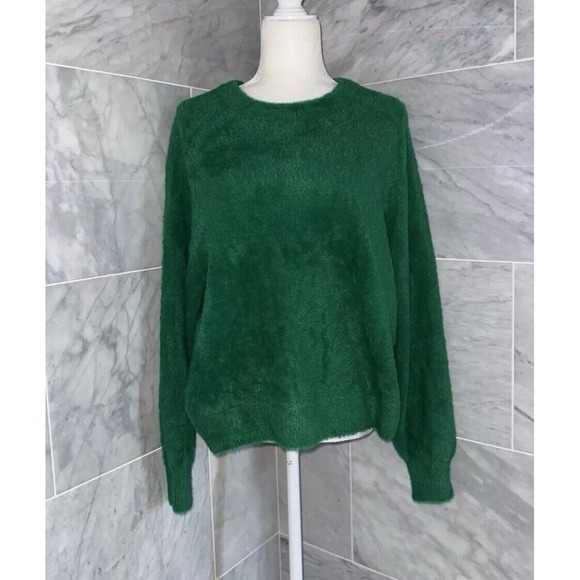 Aerie Flurry Crew Neck Sweater Oversized Green Women's Size Small - Picture 1 of 7
